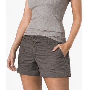 PRANA Elle Shorts Mid-Rise Organic Cotton Stretch Utility Grey Women's 12 x 5"